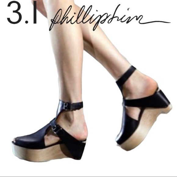 3.1 Phillip Lim Constantine Chunky Leather Platform Sandals - Picture 2 of 10